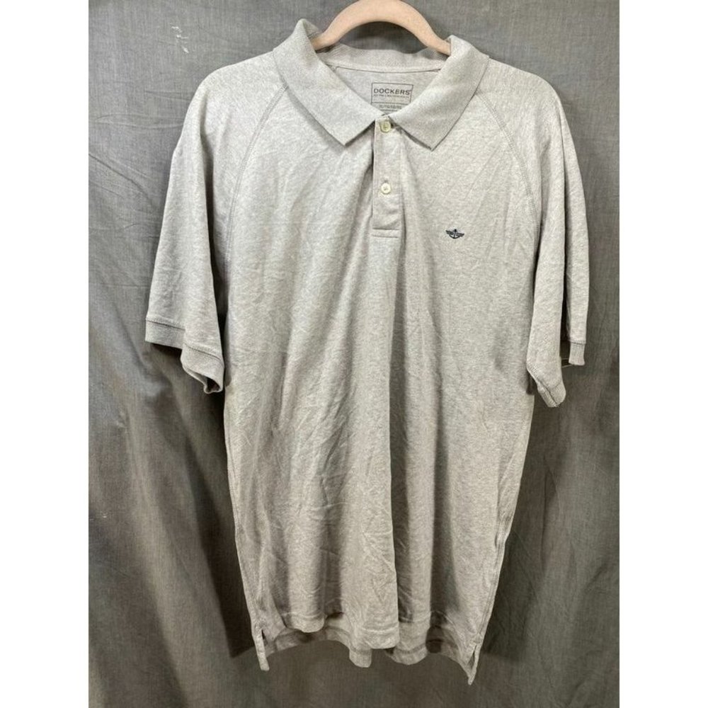 Dockers Polo Shirt‎ Adult XL Gray Logo Short Sleeve Button Golfer Mens